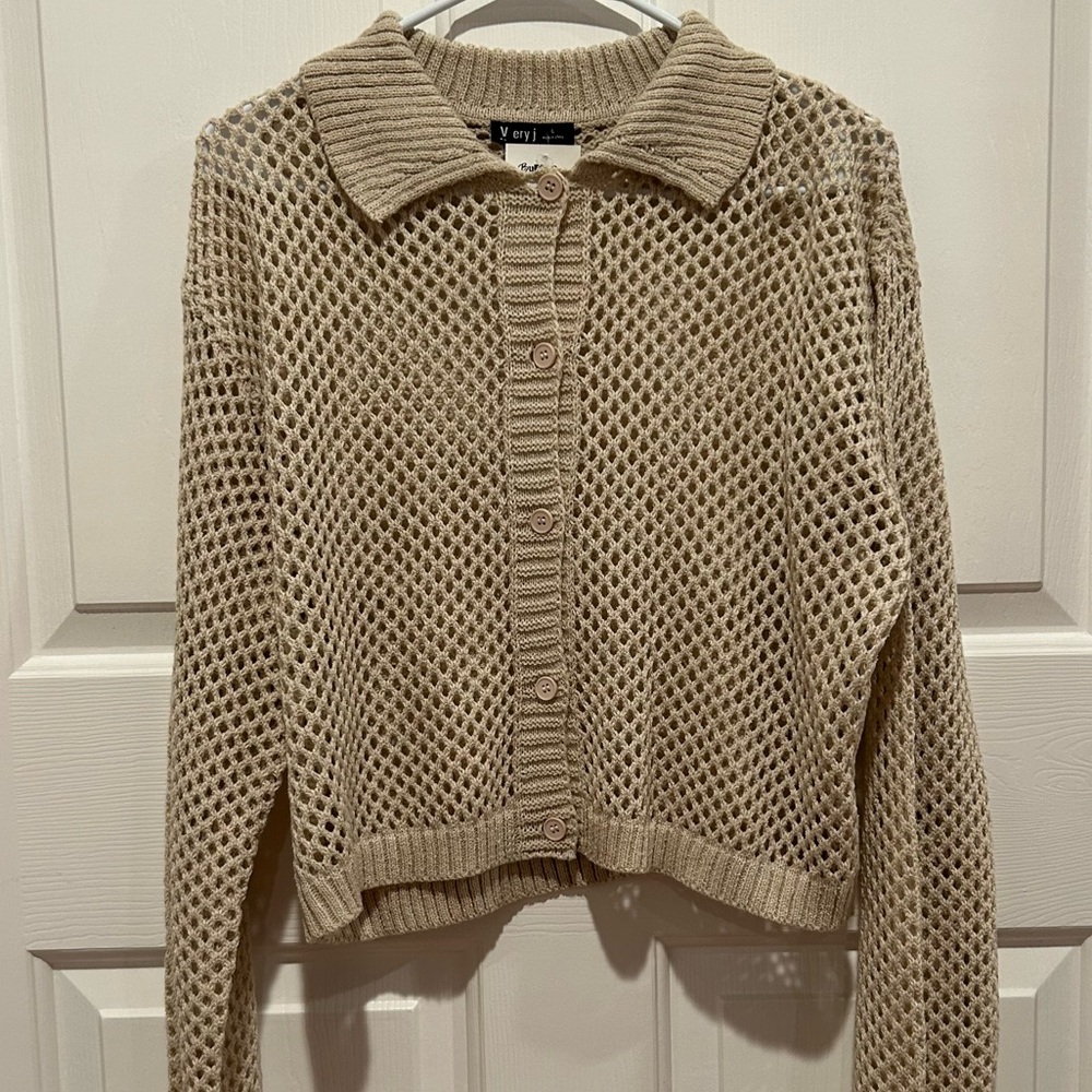very j - open knit cardigan